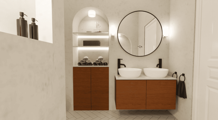 Bathroom with bold black accents