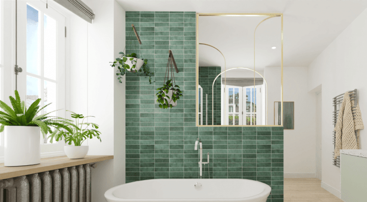 Green kitkat tiles decor trends in a bathroom